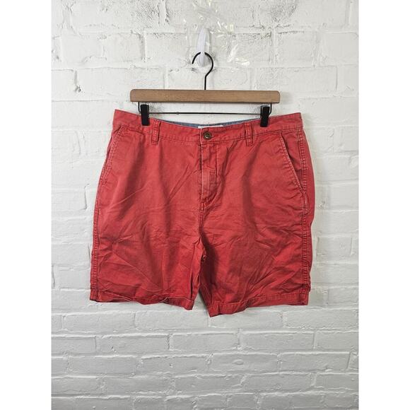 Quiksilver Women's High Rise Chino Shorts Flat Front Regular-Fit Red Size 36 - Picture 1 of 4